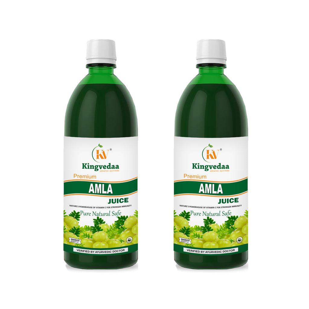 Kingvedaa Amla Juice 2 bottle pack premium Ayurvedic juice for immunity, digestion, hair and skin health made from natural amla