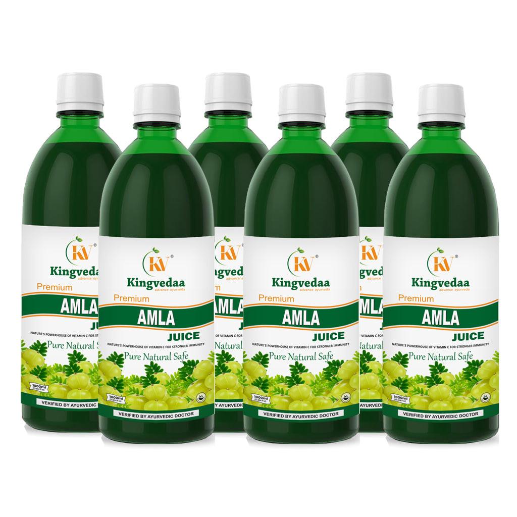 Kingvedaa Amla Juice 6 bottle pack premium Ayurvedic juice for immunity, digestion, hair growth and overall wellness made from natural amla