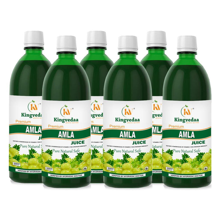 Kingvedaa Amla Juice 6 bottle pack premium Ayurvedic juice for immunity, digestion, hair growth and overall wellness made from natural amla
