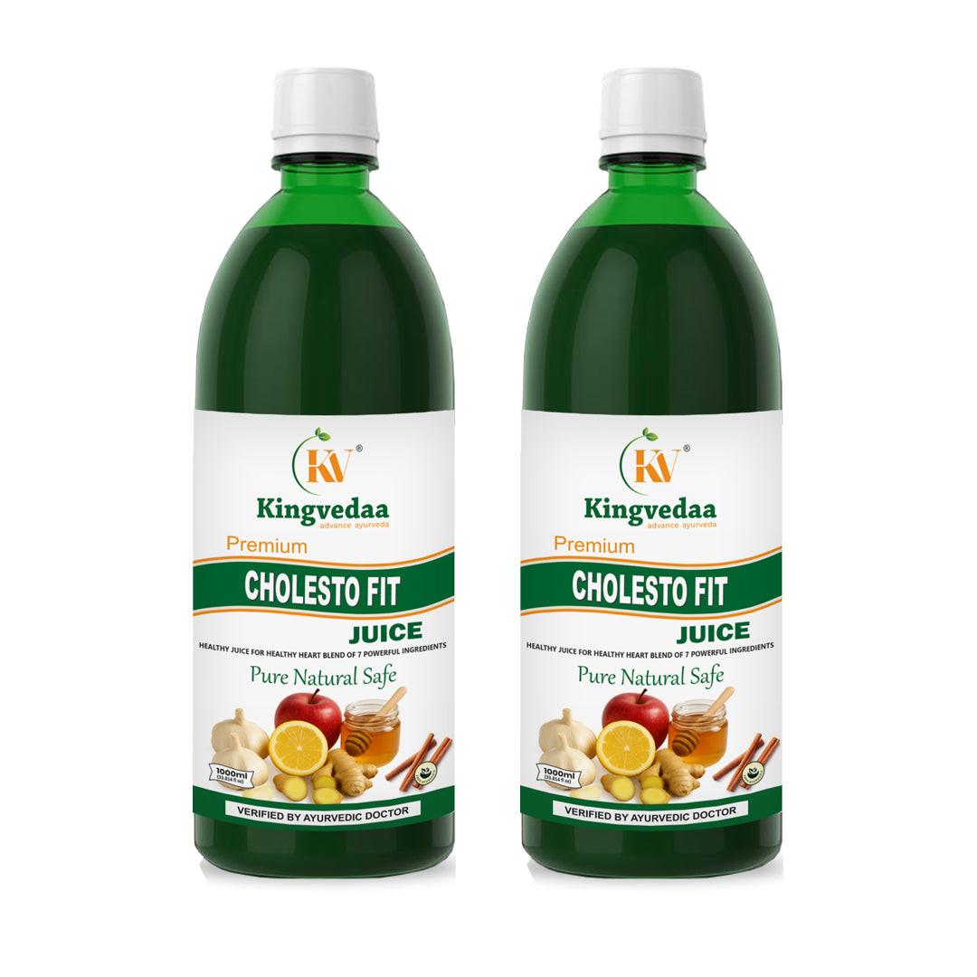 Kingvedaa Cholesto Fit Juice 2 bottle pack Ayurvedic heart health juice to support cholesterol balance and overall wellness with natural ingredients