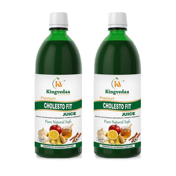 Kingvedaa Cholesto Fit Juice 2 bottle pack Ayurvedic heart health juice to support cholesterol balance and overall wellness with natural ingredients