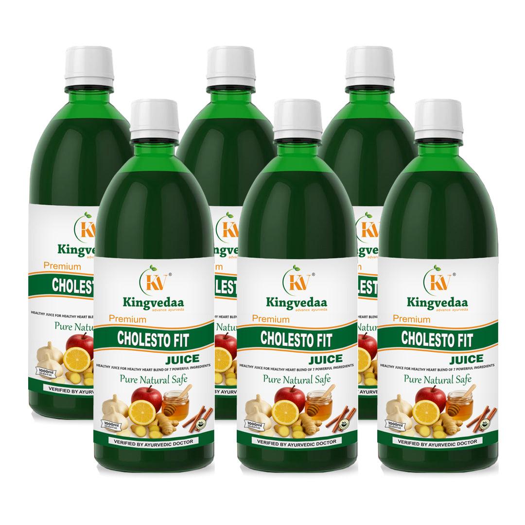 Kingvedaa Cholesto Fit Juice 6 bottle pack Ayurvedic heart health drink to support cholesterol balance and overall wellness with natural ingredients