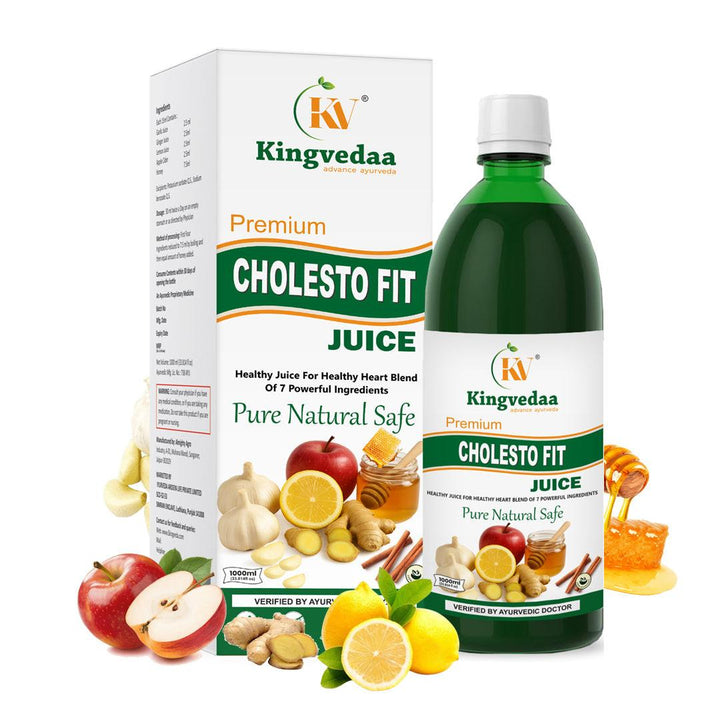 Kingvedaa Cholesto Fit Juice Ayurvedic heart health juice made with natural ingredients to support cholesterol balance and overall wellness