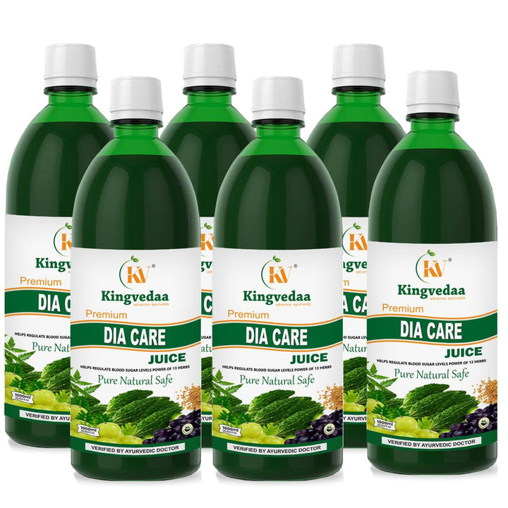 Kingvedaa Dia Care Juice multi-pack bottles for blood sugar control – Ayurvedic diabetes care juice with herbal ingredients for daily glucose balance and long-term wellness