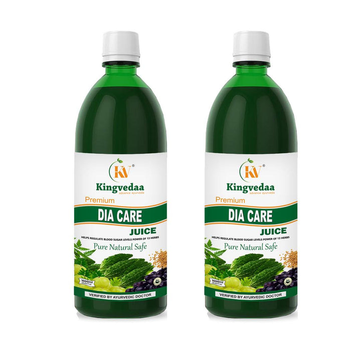 Kingvedaa Dia Care Juice pack of 2 bottles for natural blood sugar control – Ayurvedic diabetes care juice with karela, jamun, neem and methi for daily wellness