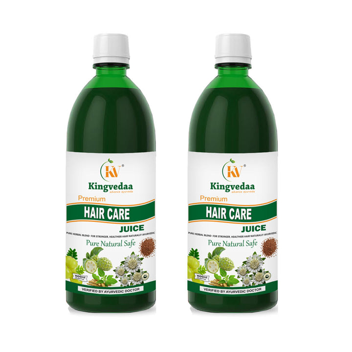 Kingvedaa Hair Care Juice 2 bottle pack for hair growth and hair fall control, Ayurvedic herbal formula with amla, bhringraj, neem and natural ingredients for strong healthy hair