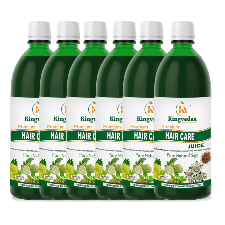 Kingvedaa Hair Care Juice 6 bottle pack for hair growth and hair fall control, Ayurvedic herbal formula for stronger roots, scalp nourishment and healthy hair