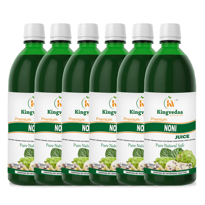 Kingvedaa Noni Juice pack of 6 bottles, natural Ayurvedic health drink for immunity support, detoxification, and overall wellness